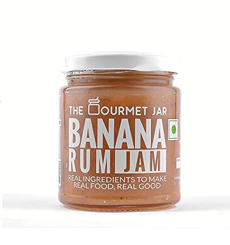 The Gourmet Jar Banana Rum Jam with Sugar, Cinnamon, Lemon Juice, Rum for Pancakes, Crepes, Buttered Toast.(230 g)