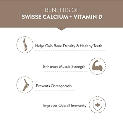 Swisse Vegan Calcium + Vitamin D3 for Immunity, Stronger Bones & Muscles - 60 Tablets