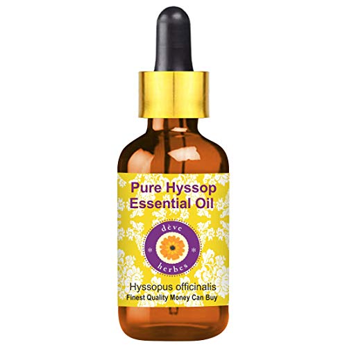 Deve Herbes Pure Hyssop Essential Oil (Hyssopus officinalis) with Glass Dropper Natural Therapeutic Grade Steam Distilled 50ml