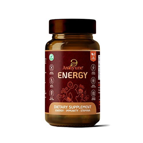 Ambyune Energy Capsules - For Men & Women - Helps manage stress, Increases mental alertness, Improves physical performance. All Natural ingredients.