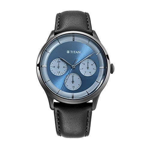 Titan Light Leathers Analog Blue Dial Men's Watch-90125QL01/NP90125QL01