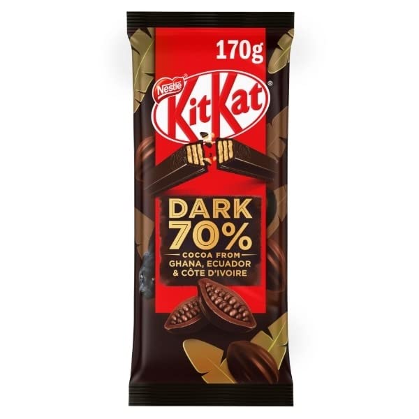 Nestle Kitkat Dark 70% Cocoa From Ghana, Ecuador & Cote D'Ivoire King Size 170g (Australia)