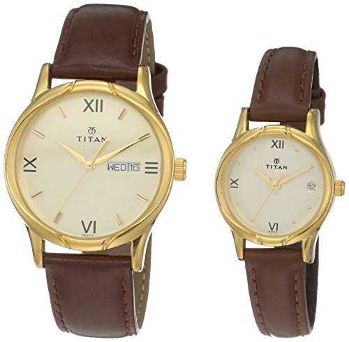 Titan Analog Gold Dial Unisex's Watch-NL15802490YL05