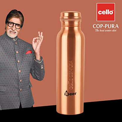 Cello Cop-Pura Neer Copper Water Bottle, 1000 milliliters,Pack of 1, Copper