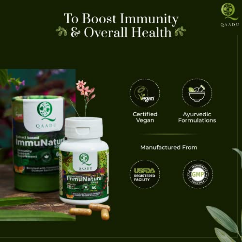 Qaadu Immunatural | Immunity Booster for Adults | Natural & Vegan Immune Builder Supplement Ayurvedinity Supplements for Men & Women 60 capsules 500mg