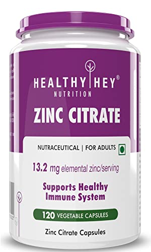 HealthyHey NutritionHealthy Hey Nutrition Zinc Citrate, Supports Immune and Immunity - 120 Veg Capsules