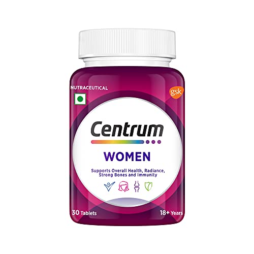 Centrum Women, with Biotin, Vitamin C & 21 vital Nutrients for Overall Health, Radiance, Strong Bones & Immunity (Veg) 30s