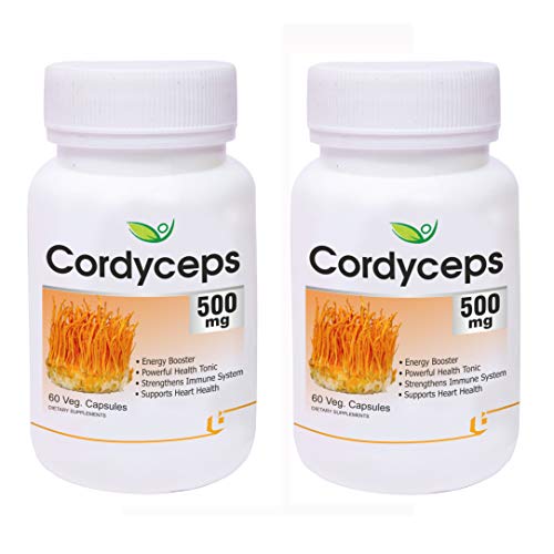 Biotrex Cordyceps 500mg - 60 Veg Capsule, Pack of 2, Dietary supplement to strengthen Immune System,amin for men, women and adults, health supplements