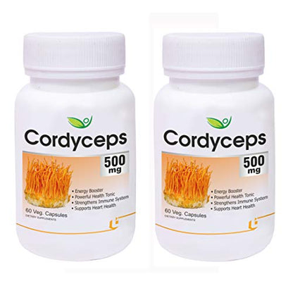 Biotrex Cordyceps 500mg - 60 Veg Capsule, Pack of 2, Dietary supplement to strengthen Immune System,amin for men, women and adults, health supplements