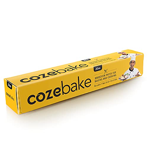 Coze Baking Paper (20 metres) | Pack of 1 | 100% Microwave Safe, FDA Approved | Butter Paper Roll | Parchment Paper for Baking Cake