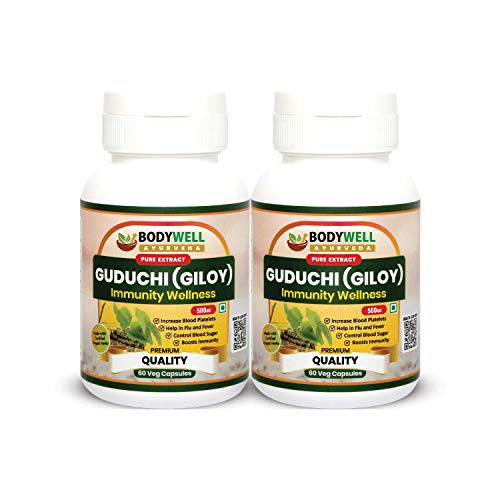 BODYWELL Giloy Pure Extract Capsule | Natural Wellness Product | 500 mg | Pack of 2 | 120 Veg. Capsules