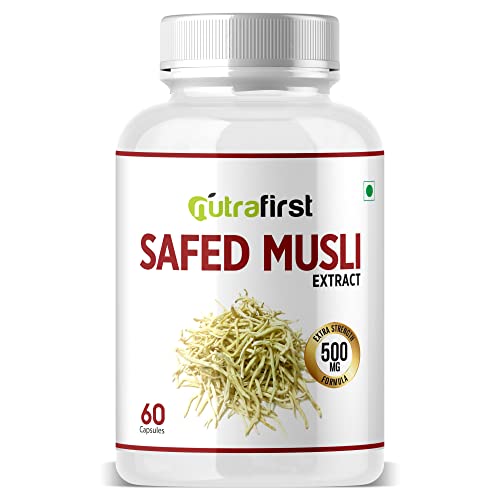 Nutrafirst Safed Musli Extract Capsules for Body Strength, Stamina, and Energy in Men And Women, 500mg - 60 Vegetarian Capsules