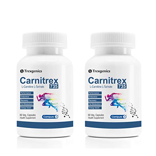 Trexgenics Carnitrex 735 - Carnipure (Lonza, Switzerland) L-Carnitine L-Tartrate 735Mg, Fat MetaboliBoost Advanced Formula (60 Veg Capsules Pack of 2)