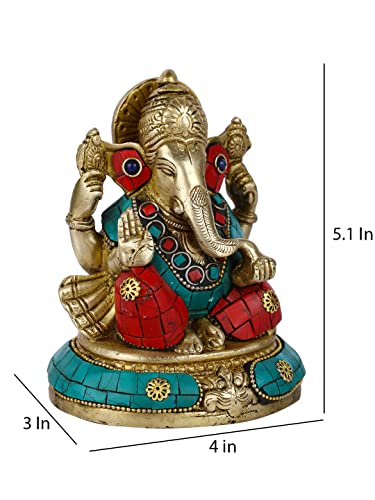 Collectible India Brass God Ganesha Idol Handmade Religious Statue Diwali Gifts Home Decor