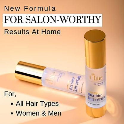 Utilis Hair Serum | Sleek & Strong Formula with Saw Palmetto, Argan Oil & Vitamin E | Frizz-Free, Smers for Treating Hair Loss | All Hair Types | 50ml