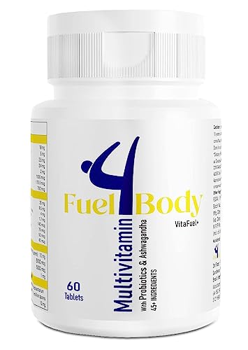 Fuel4Body Best Multivitamin for Men & Women with Zinc Probiotics Minerals & Ashwagandha Multivitamin Support, Stronger Hair & Healthy Skin -60 Tablets
