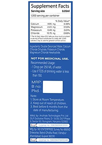 H4O: (Pack of 4) TDS enhancing mineral drops for RO water. Essential Minerals for 1000 glasses of water