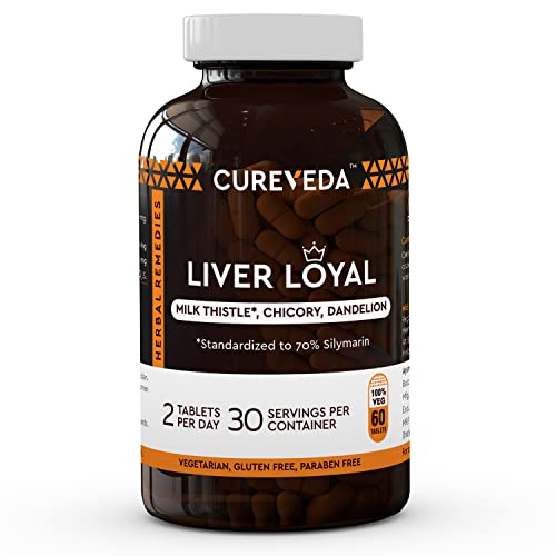 Cureveda Liver Loyal herbal supplement - Milk Thistle (silymarin) For Liver detox, liver support, protection against fatty liver (60 Tabs)