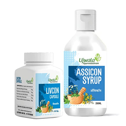 Livcon Capsule and Assicon Syrup Kit for Gas Problem For Urticaria | Hives Problem I Combination of Guduchi,Bhuiamla,Pitpada,Bhringraj ||