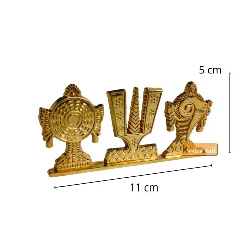 Tirupati Balaji Symbol Stand Shankh Chakra Namah Gold Plating Antique Decorative for Car Dashboard Home & Office Table