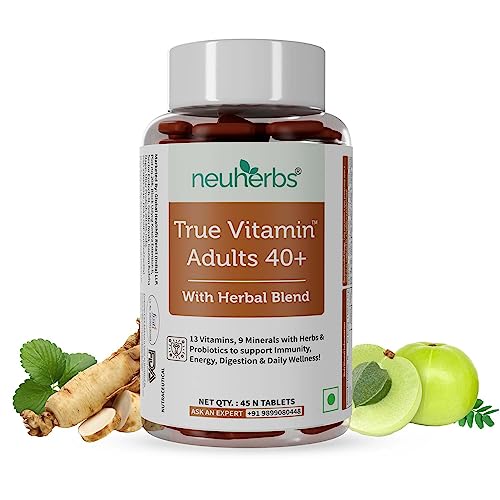 Neuherbs True Vitamin Adult 40+ | Multivitamins For Adults With Herbal Blend To Support Immunity, Enstion & Daily Wellness - (45 Multivitamin Tablets)