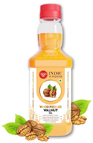 IndicWisdom Wood Pressed Walnut Oil 100ml (Cold Pressed - Extracted on Wooden Churner) Edible Akhrot Ka Tel