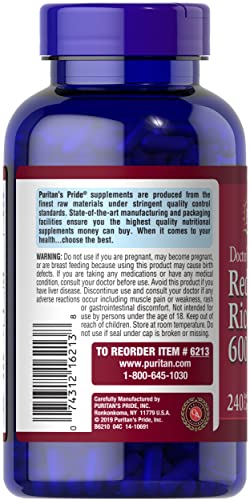 Puritan's Pride Red Yeast Rice 600 mg-240 Capsules