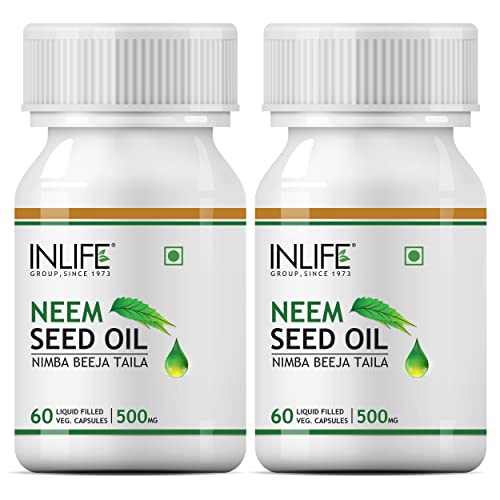 INLIFE Neem Seed Oil Supplement, 500mg (60 Vegetarian Capsules) (2-Pack)