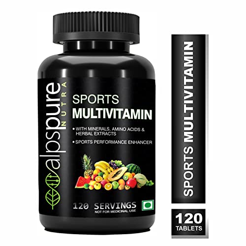 Alpspure Nutra Sports Multivitamin (120 Tablets), Sports Performance Enhancer with Minerals, Amino ABooster | Essential Nutrients for Energy & Stamina