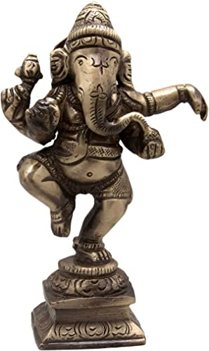 Two Moustaches Brass Dancing Ganesha Decor Idol for Home Temple, Brass Ganpati, Ganesha Statue for Home, Ganesha Idol, Pack of 1