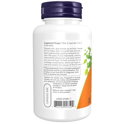 Now Foods Slippery Elm Capsules 400mg - 100 Capsules