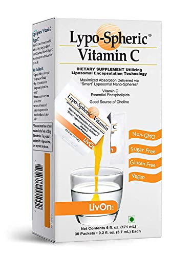 ASTERVEDA Lypo-Spheric Vitamin C Supplements, Supports Natural Collagen Production, Immune System, Rich in Antioxidants (30 Packets)