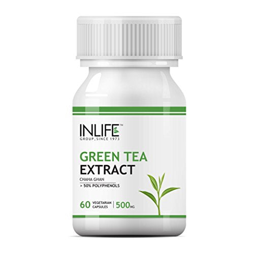 INLIFE Green Tea Extract for Weight Loss (Fat Burner) & Antioxidant 50% Polyphenols, 500 mg - 60 Veg Capsules