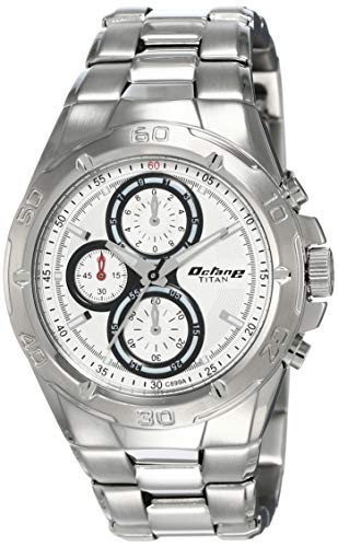 Titan Octane Chronograph White Dial Men's Watch-NL9308SM01/NP9308SM01