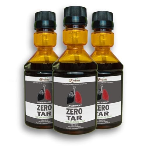 Hindrishi Ayurveda Zero Tar Syrup for Lungs Detox - Removes Tar from Lungs and Liver Set of 3