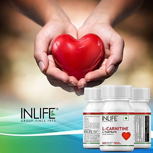 INLIFE L-Carnitine L-Tartarate Supplement 1000 mg - 60 Vegetarian Capsules (Pack of 2, 120)