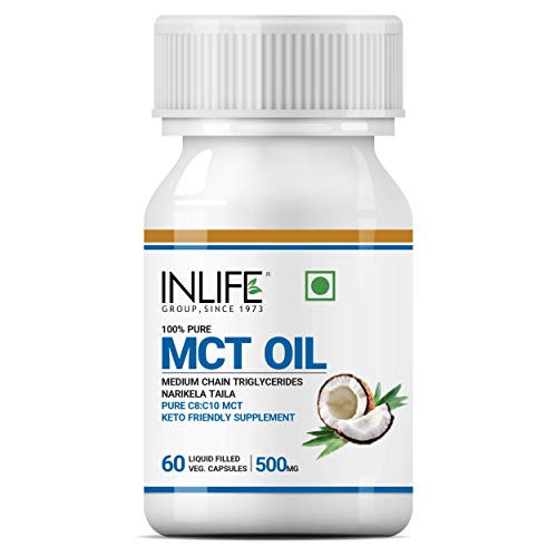 INLIFE Pure MCT Oil C8 C10 Keto Diet Friendly Advanced Products, Weight & Fat Management Food Supplement, 500mg - 60 Veg Caps