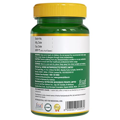 Pure Nutrition Naturals Vitamin D3 Plus K2, Vitamin D3 (600 IU) Supplement for Strong Bones - 60 Veg Tablets