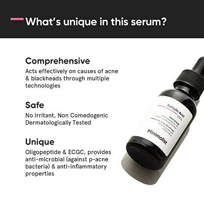 Minimalist 2% Salicylic Acid Serum For Acne, Blackheads & Open Pores | 30ml