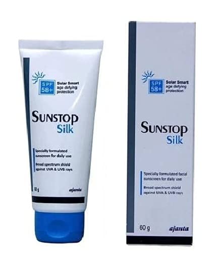 BREEMETIC Sunstop Silk Sunscreen Solar Smart Age Defying Protection, Shield Against UVA/UVB Rays - SPF 58++ (60 Gm)