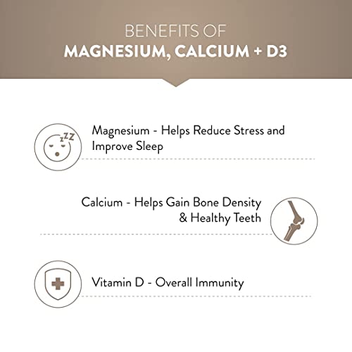 Swisse Magnesium, Calcium+D3 Supports Muscle Function, Energy & Bone Health - 60 Tablets (1 Tablet Per Serving)