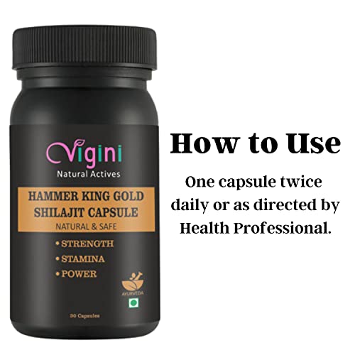 Vigini Natural Hammer King Gold Shilajit Ayurvedic Capsule Booster for Men Shilajit Extract, Ashwagandha, Safed Musli