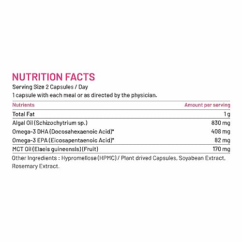 Bliss Welness Prenatal Postnatal Mother & Child Care, Omega 3 DHA EPA MCT from Algae Oil, For Pregna& Child Health Supplement - 60 Vegetarian Capsules