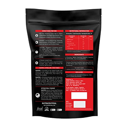 Nakpro Nutrition Pure L-Citrulline Powder, Boosts Nitric oxide & Muscle growth (Fruit Punch, 100g)
