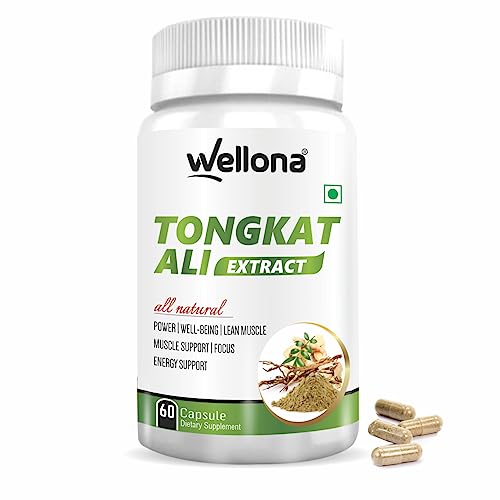 Wellona Tongkat Ali Longjack Root Extract Herbal Supplement | Enhanced Vitality, Performance, Stamina and Stress tolerance 60 Capsules