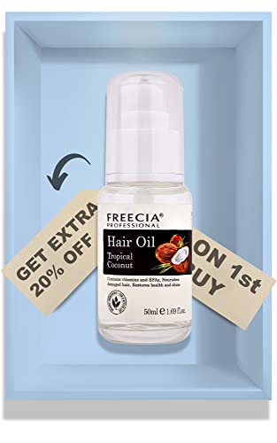 FREECIA® Professional Tropical Coconut Hair Oil Serum for Dry Frizzy And Entangled Hair | Brings Shine | Smoothness | Knot-Free Look | Unisex | 50ml