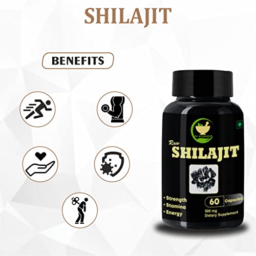 FIJ AYURVEDA Raw Shilajit Capsule - 500mg 60 Capsules