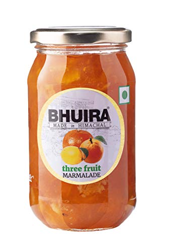 Bhuira|All Natural Jam Black Cherry Preserve & Three Fruit Marmalade-240g Each|No Added preservatives|No Artifical Color Added|Pack of 2