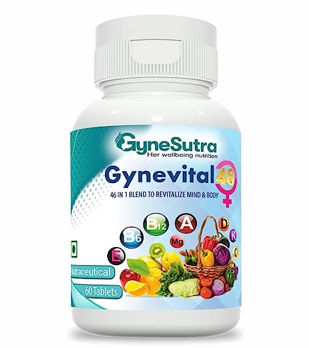 GYNEVITAL 46 Multivitamin Tablets for Men & Women, Blend of 46 Vitamins with phospholipid and astaxanthin for Overall Health 60 tablets(veg)