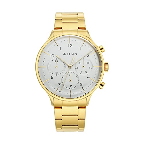 Titan Analog Gold Dial Men's Watch-90102YM01